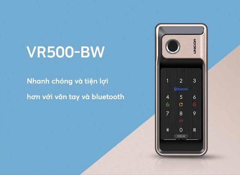 Khóa cửa kính vân tay UNICOR GR500 mở cửa nhanh chóng và tiện lợi với vân tay 