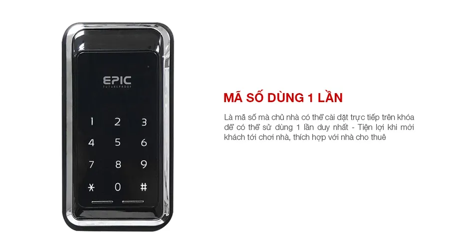 KHOÁ CỬA ĐIỆN TỬ CỔNG SẮT EPIC 100D 7 KHOÁ CỬA ĐIỆN TỬ CỔNG SẮT EPIC 100D mã số dùng 1 lần