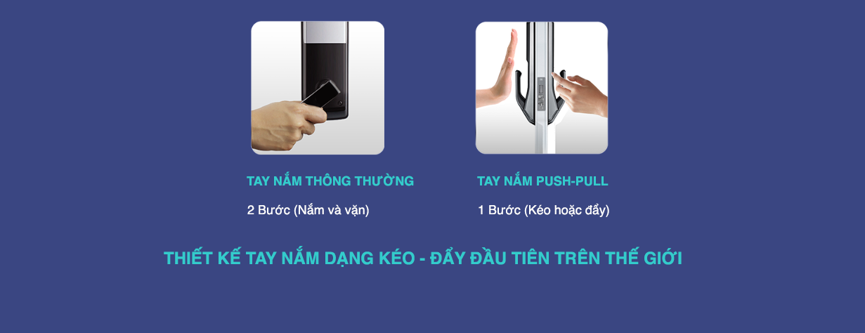 KHÓA CỬA ĐIỆN TỬ SAMSUNG SHS P717 LMK/EN thiết kế tay cầm push pull