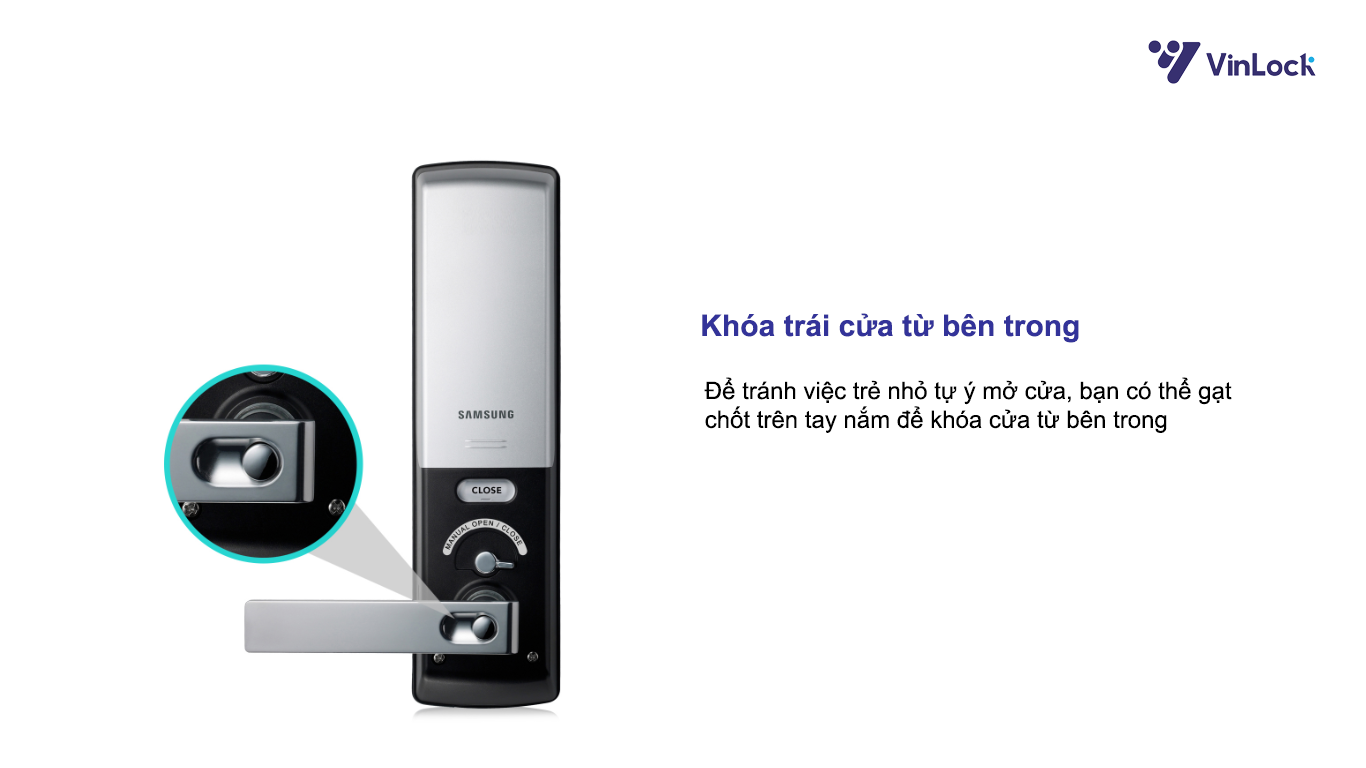 TÍNH NĂNG KHÓA TRÁI CỬA TRÊN KHÓA ĐIỆN TỬ SAMSUNG SHS H705 FMR/EN