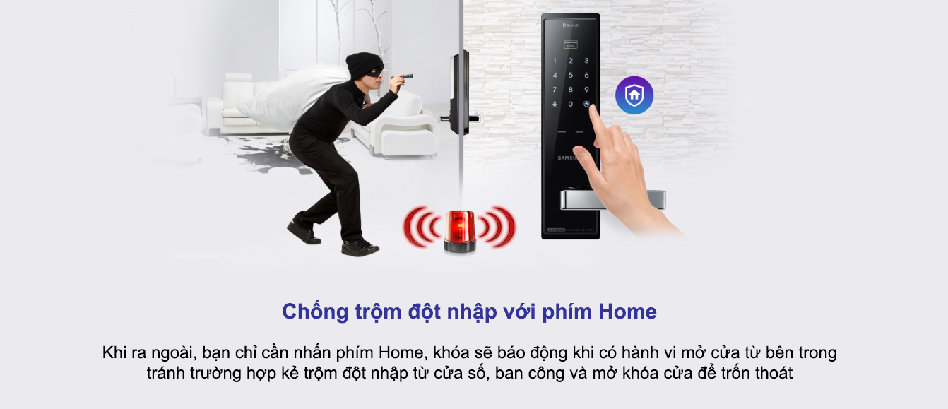 KHÓA CỬA TAY NẮM SAMSUNG SHP DH525 MK/EN báo trộm