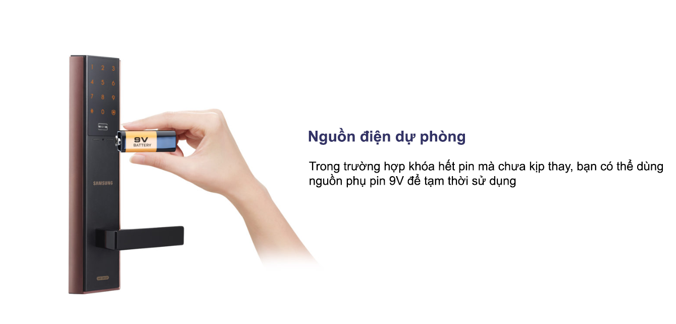 nguồn điện dự phòng trên KHÓA THẺ TỪ SAMSUNG SHP DH537 MC/EN