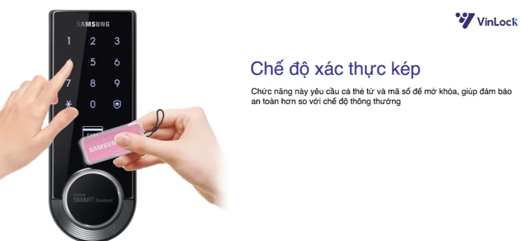 chế độ xác thực kép trên khóa điện tử Samsung SHS 3321