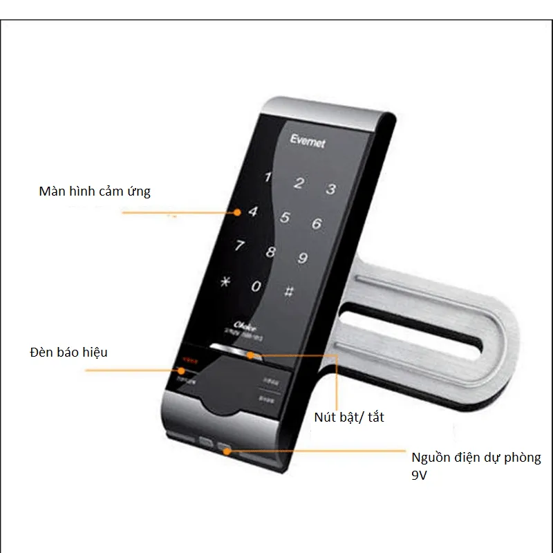 hình ảnh KHÓA CỬA KÍNH ĐIỆN TỬ GIÁ RẺ EVERNET POINT II GLASS NUMBER (1)