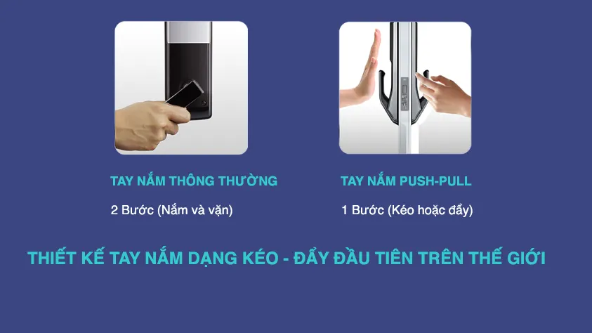 KHÓA CỬA ĐIỆN TỬ SAMSUNG SHS P717 LMG/EN 8 thiet ke tay cam push pull KHOA CUA DIEN TU SAMSUNG SHS P717 LMG EN