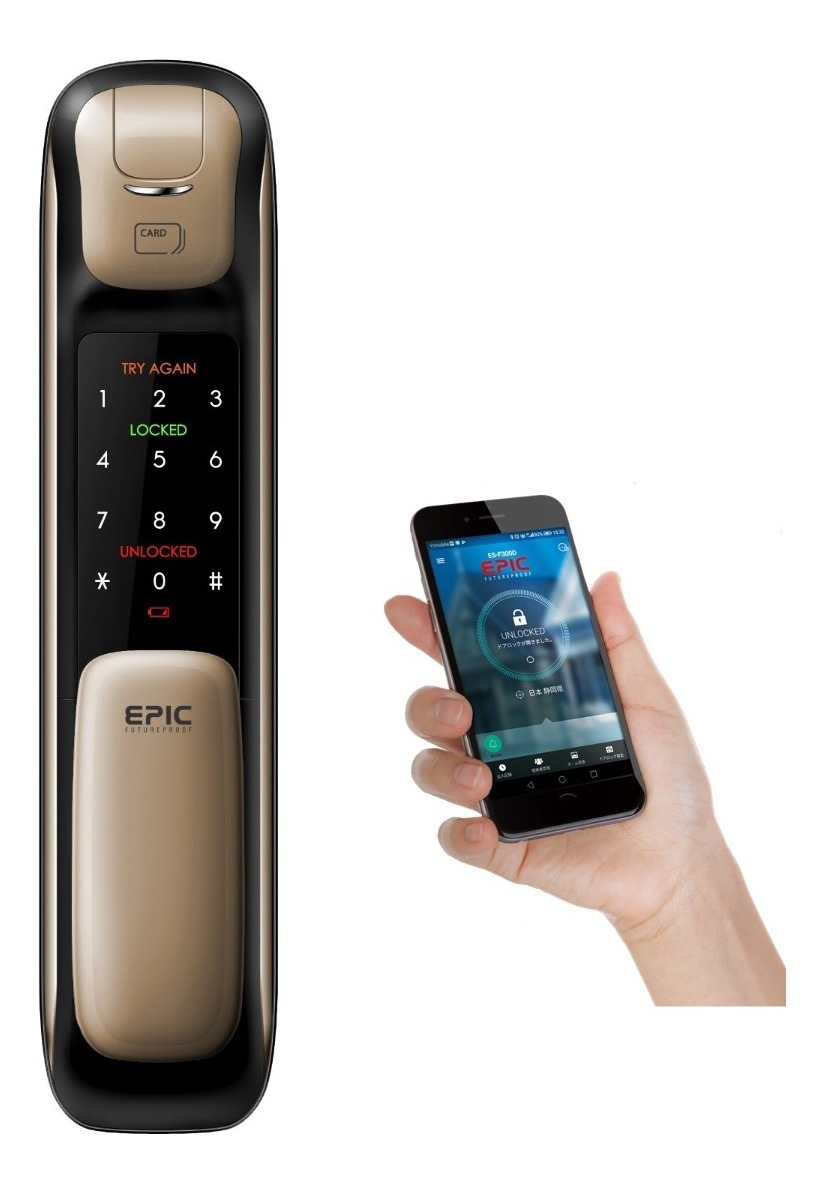 khóa cửa điện tử epic es p9100fk kết nối thông minh với wifi và điều khiển qua smartphone