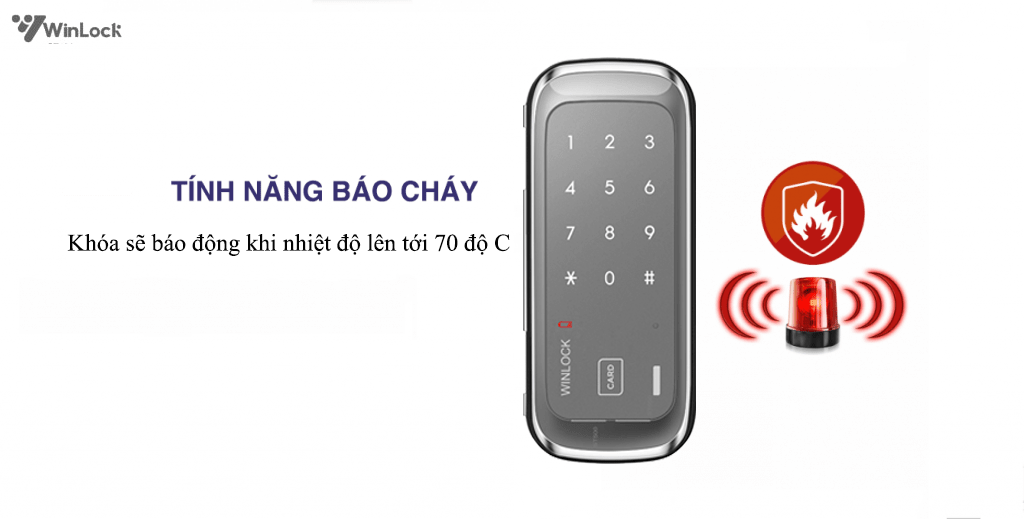 chức năng báo cháy của khóa điện tử cửa kính winlock st-500