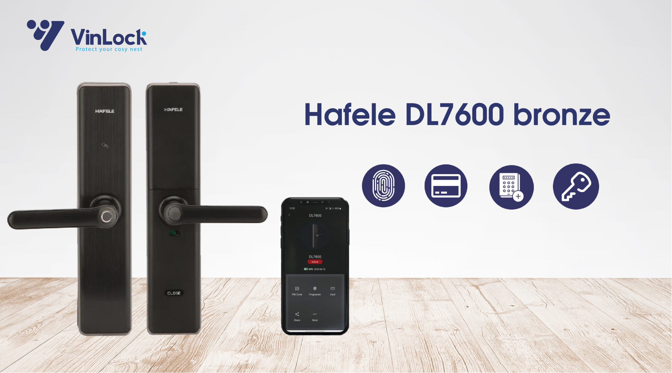 các tính năng mở KHOÁ ĐIỆN TỬ HAFELE DL7600 màu đồng