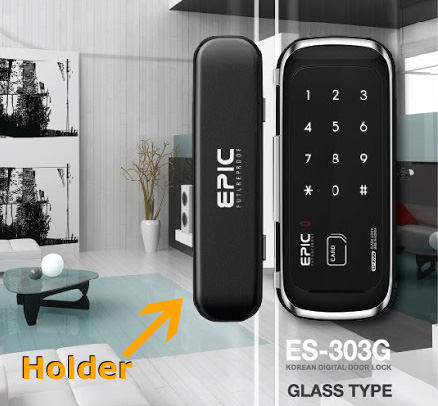 LẮP ĐẶT KHÓA VÂN TAY CỬA KÍNH với holder 