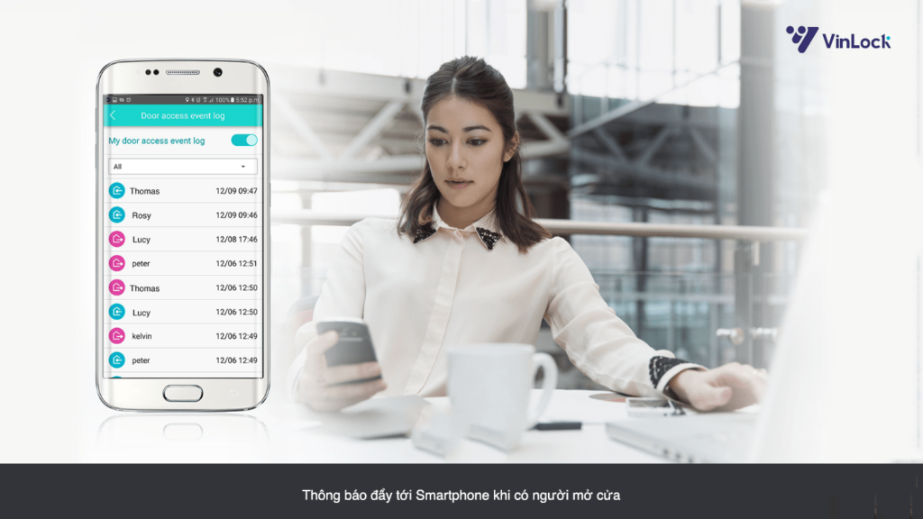 chức năng mở cửa bằng smartphone cho khoá cửa điện tử thông minh.