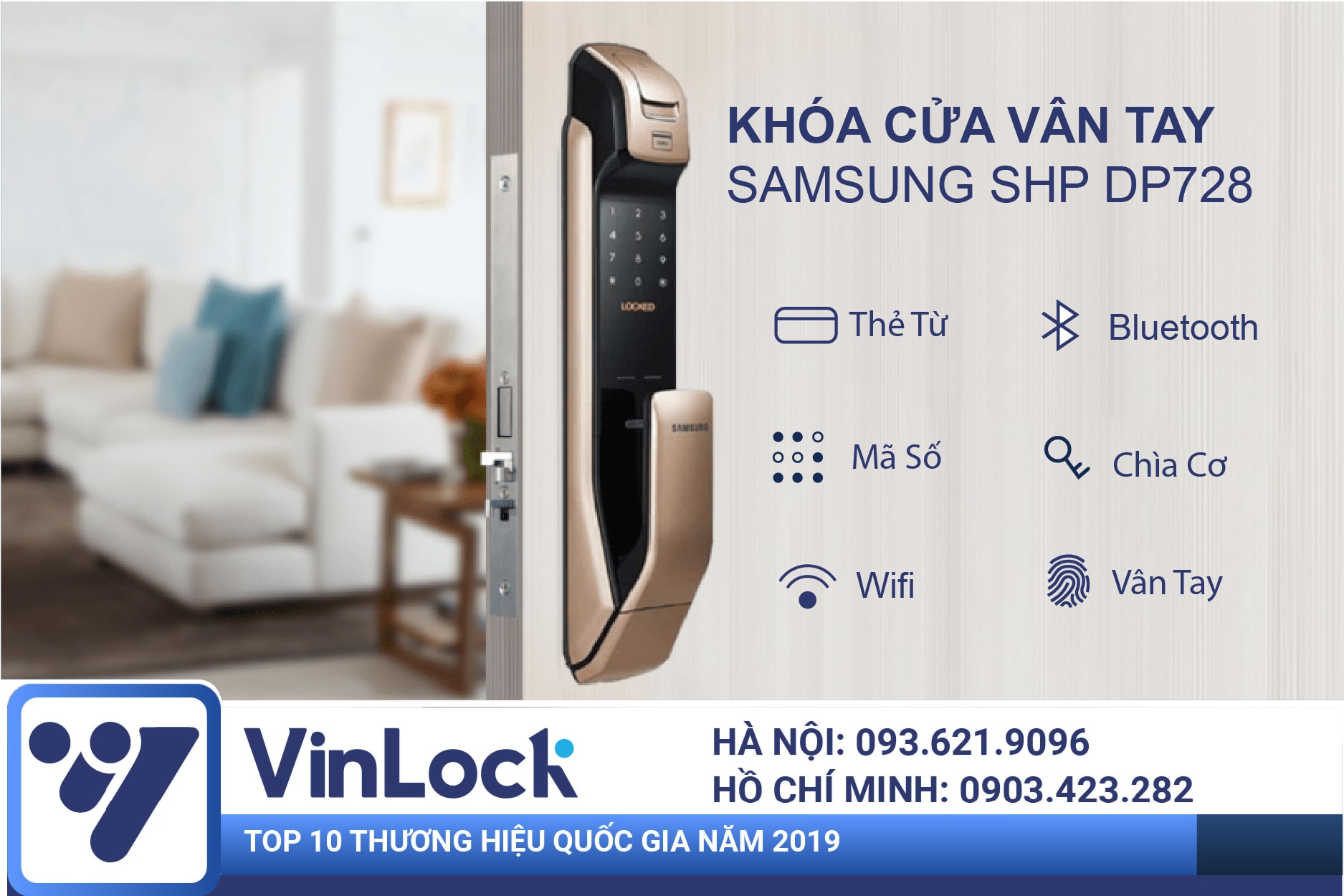 Ổ khóa cửa thông minh Điều khiển từ xa Samsung-SHP-DP728 - top 10 khóa cửa thông minh tốt nhất