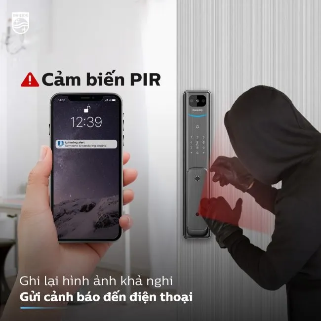 cảm biến PIR trên KHÓA THÔNG MINH CÓ CAMERA PHILIPS ALPHA-VP-5HWS_7